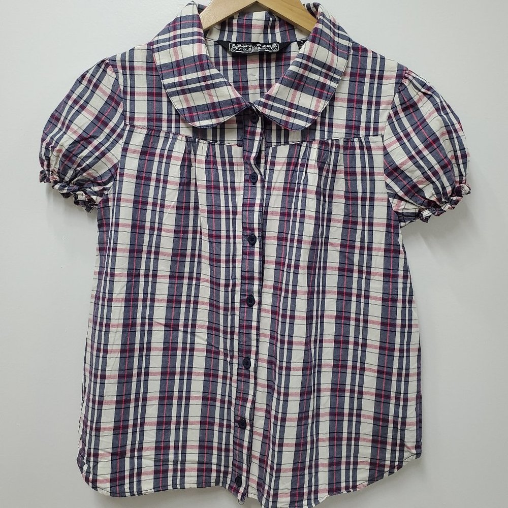 Vintage 100% Cotton Plaid Blouse